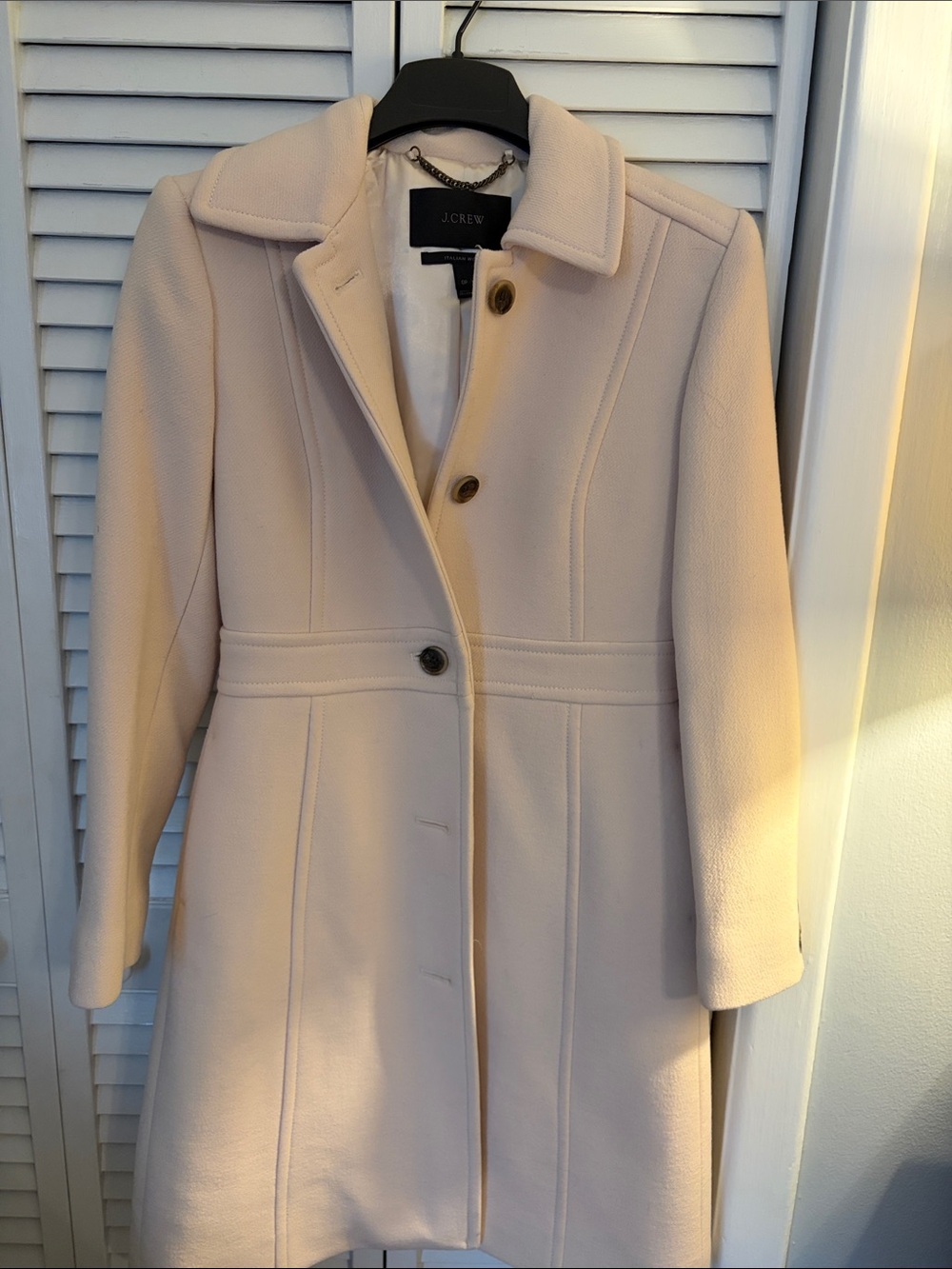 J. Crew Cream Tailored Italian Wool  Coat